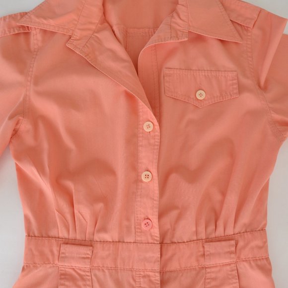 Coral Short Sleeve Jumper Pantsuit 70s Bell Bottoms Leisure Suit - Picture 8 of 16